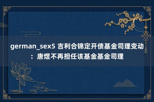 german_sex5 吉利合锦定开债基金司理变动：唐煜不再担任该基金基金司理