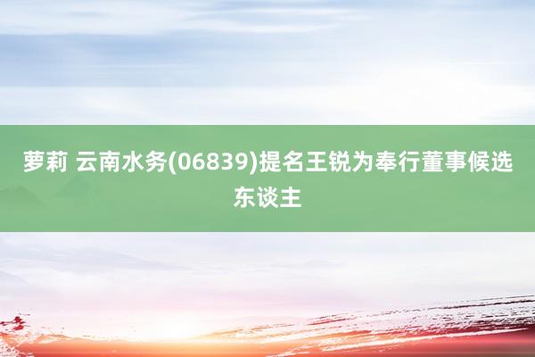 萝莉 云南水务(06839)提名王锐为奉行董事候选东谈主