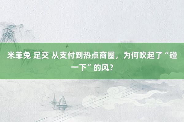 米菲兔 足交 从支付到热点商圈，为何吹起了“碰一下”的风？