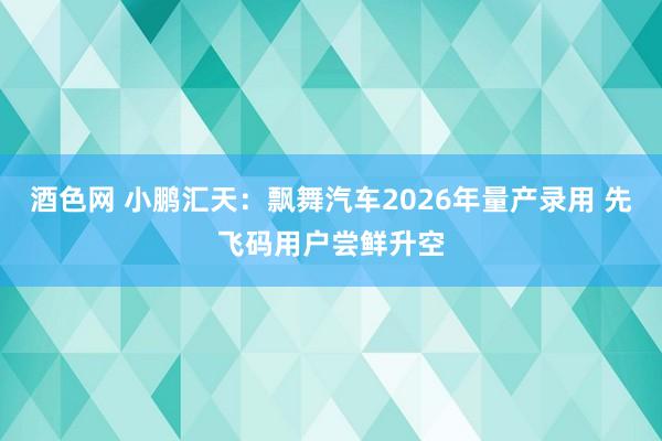 酒色网 小鹏汇天：飘舞汽车2026年量产录用 先飞码用户尝鲜升空