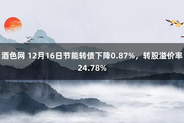 酒色网 12月16日节能转债下降0.87%，转股溢价率24.78%
