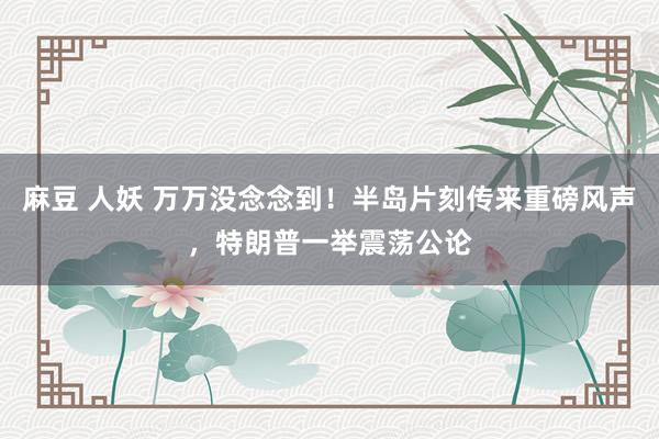 麻豆 人妖 万万没念念到！半岛片刻传来重磅风声，特朗普一举震荡公论