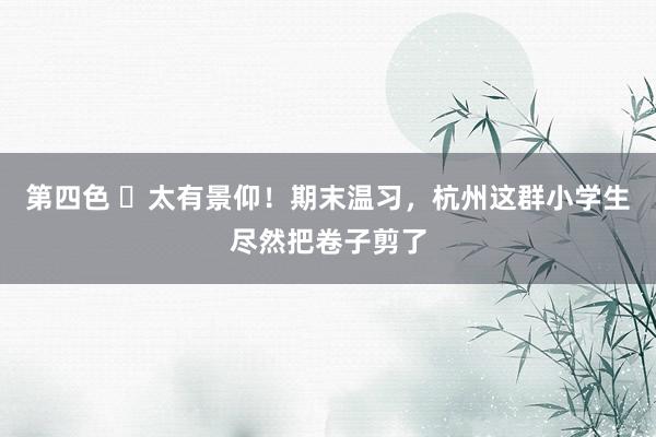 第四色 ​太有景仰！期末温习，杭州这群小学生尽然把卷子剪了
