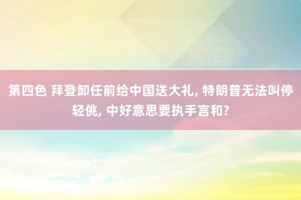 第四色 拜登卸任前给中国送大礼， 特朗普无法叫停轻佻， 中好意思要执手言和?