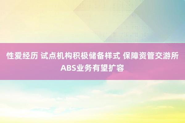 性爱经历 试点机构积极储备样式 保障资管交游所ABS业务有望扩容