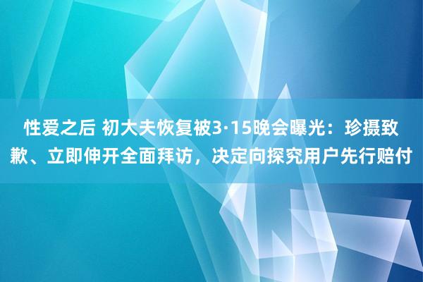 性爱之后 初大夫恢复被3·15晚会曝光：珍摄致歉、立即伸开全面拜访，决定向探究用户先行赔付