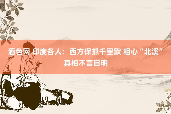 酒色网 印度各人：西方保抓千里默 粗心“北溪”真相不言自明
