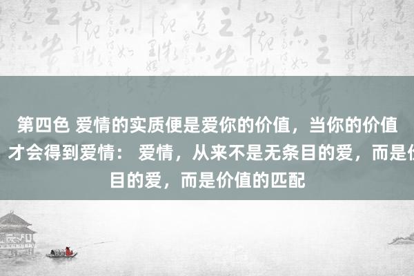 第四色 爱情的实质便是爱你的价值，当你的价值比对方高，才会得到爱情： 爱情，从来不是无条目的爱，而是价值的匹配