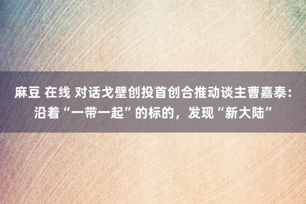 麻豆 在线 对话戈壁创投首创合推动谈主曹嘉泰：沿着“一带一起”的标的，发现“新大陆”