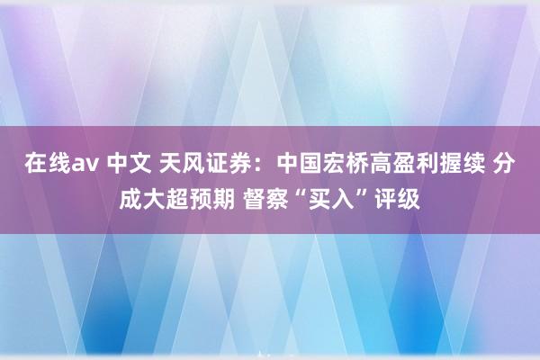 在线av 中文 天风证券：中国宏桥高盈利握续 分成大超预期 督察“买入”评级