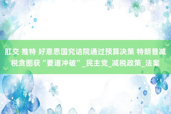 肛交 推特 好意思国究诘院通过预算决策 特朗普减税贪图获“要道冲破”_民主党_减税政策_法案