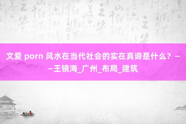 文爱 porn 风水在当代社会的实在真谛是什么？——王镜海_广州_布局_建筑