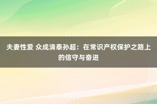 夫妻性爱 众成清泰孙超：在常识产权保护之路上的信守与奋进