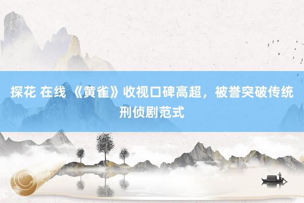探花 在线 《黄雀》收视口碑高超，被誉突破传统刑侦剧范式